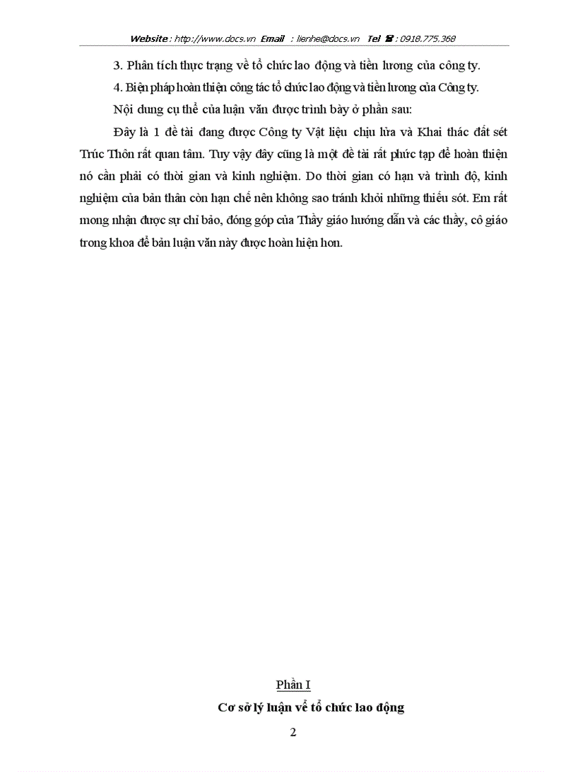 image for page Hoàn thiện công tác tổ chức lao động và tiền lương của Công ty Vật liệu chịu lửa và Khai thác đất sét Trúc Thôn