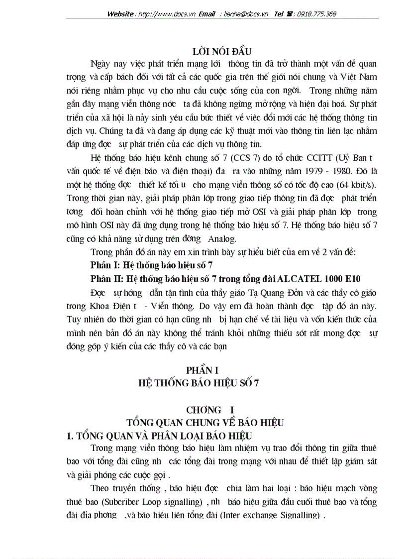 image for page Hệ thống báo hiệu trong tổng đài ALCATEL 1000 E10