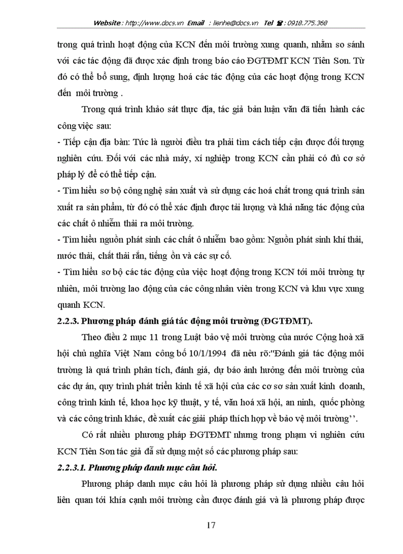 image for page Những vấn đề chủ yếu đánh giá tác động môi trường và một số kiến nghị về bảo vệ môi trường cho khu công nghiệp Tiên Sơn