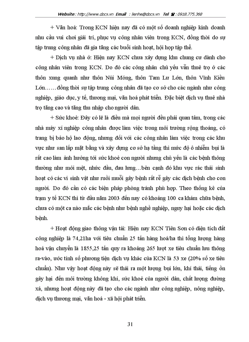 image for page Những vấn đề chủ yếu đánh giá tác động môi trường và một số kiến nghị về bảo vệ môi trường cho khu công nghiệp Tiên Sơn