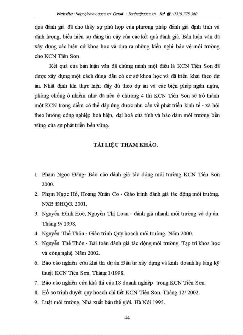 image for page Những vấn đề chủ yếu đánh giá tác động môi trường và một số kiến nghị về bảo vệ môi trường cho khu công nghiệp Tiên Sơn