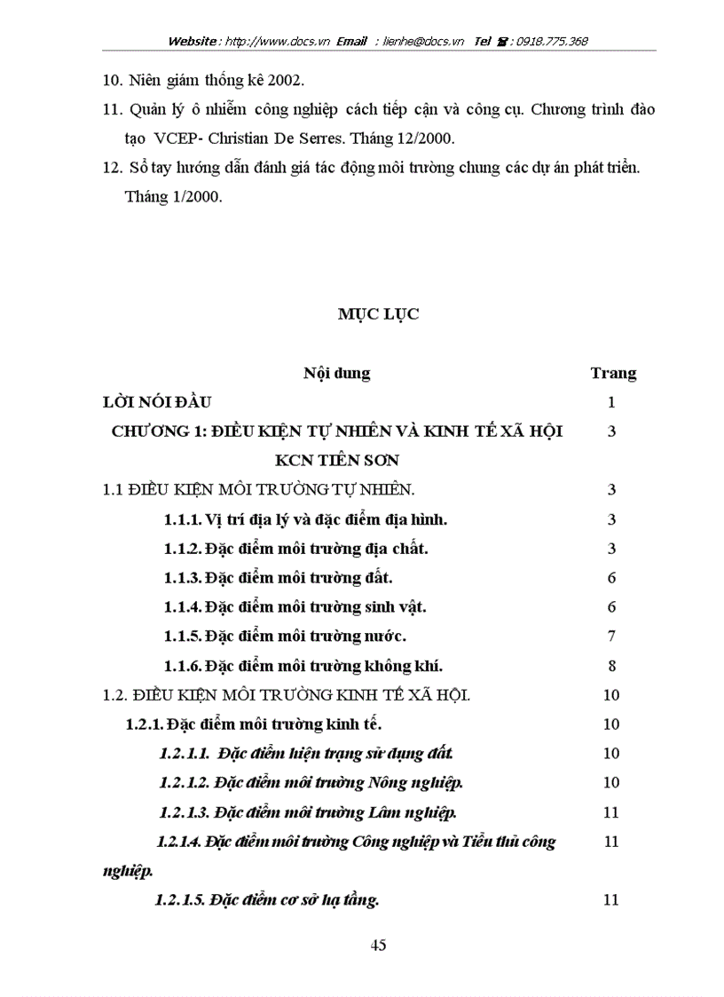 image for page Những vấn đề chủ yếu đánh giá tác động môi trường và một số kiến nghị về bảo vệ môi trường cho khu công nghiệp Tiên Sơn