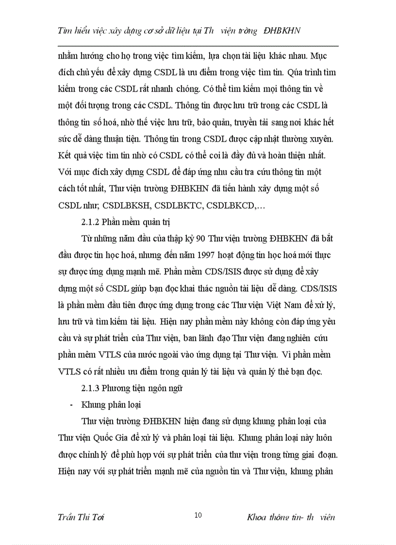 image for page Tìm hiểu việc xây dựng CSDL tại Thư viện trường ĐHBKHN
