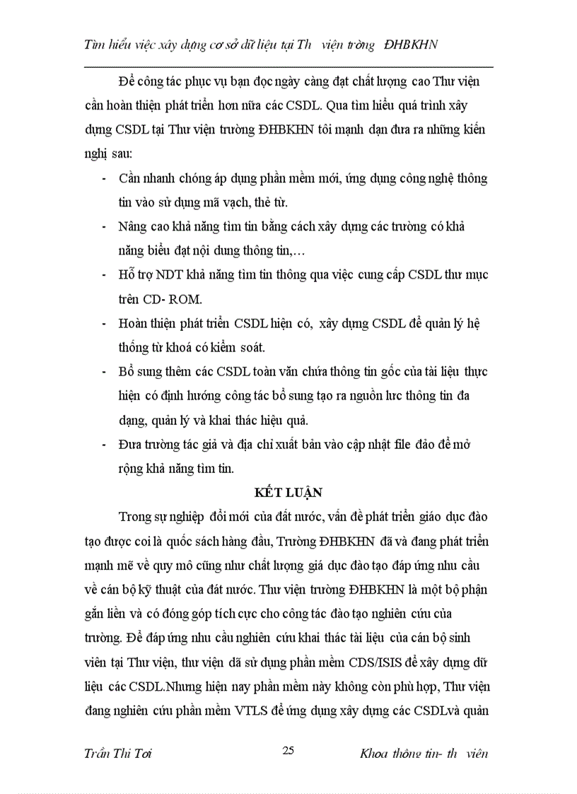 image for page Tìm hiểu việc xây dựng CSDL tại Thư viện trường ĐHBKHN