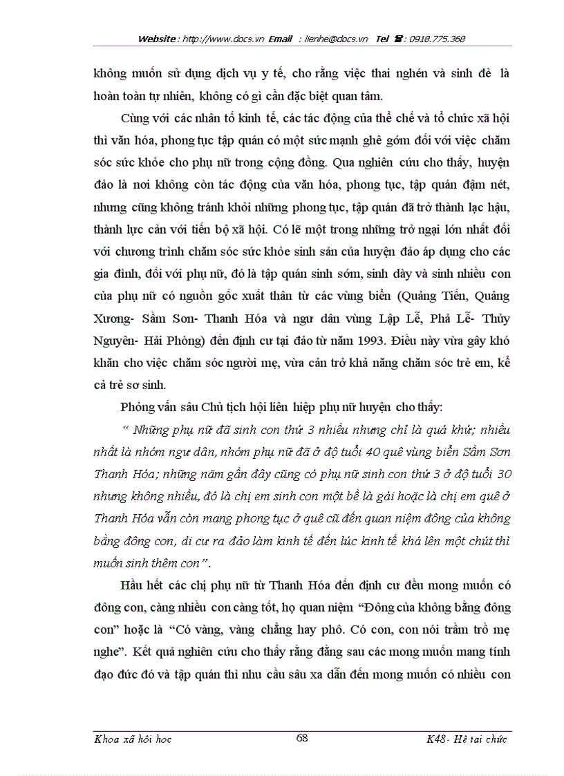 image for page Thực trạng chăm sóc sức khỏe sinh sản của phụ nữ huyện đảo Bạch Long Vỹ Hải Phòng