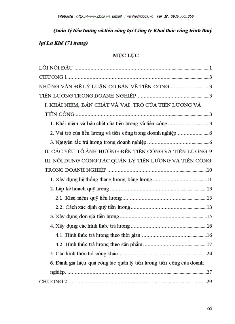 image for page Quản lý tiền lương và tiền công tại Công ty Khai thác công trình thuỷ lợi La Khê