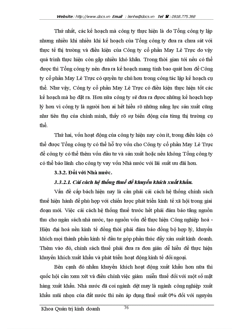image for page Một số giải pháp nhằm thúc đẩy hoạt động xuất khẩu hàng may mặc tại Công ty cổ phần May Lê Trực