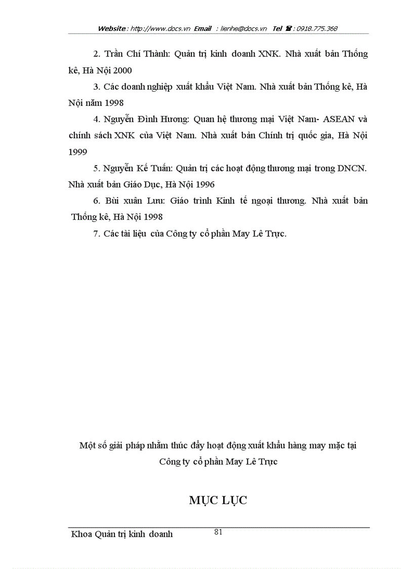 image for page Một số giải pháp nhằm thúc đẩy hoạt động xuất khẩu hàng may mặc tại Công ty cổ phần May Lê Trực