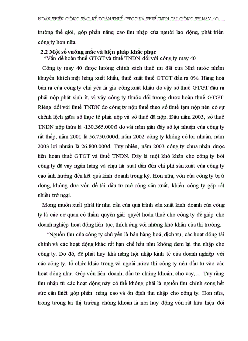 image for page Hoàn thiện công tác kế toán thuế GTGT và thuế TNDN tại công ty may 40