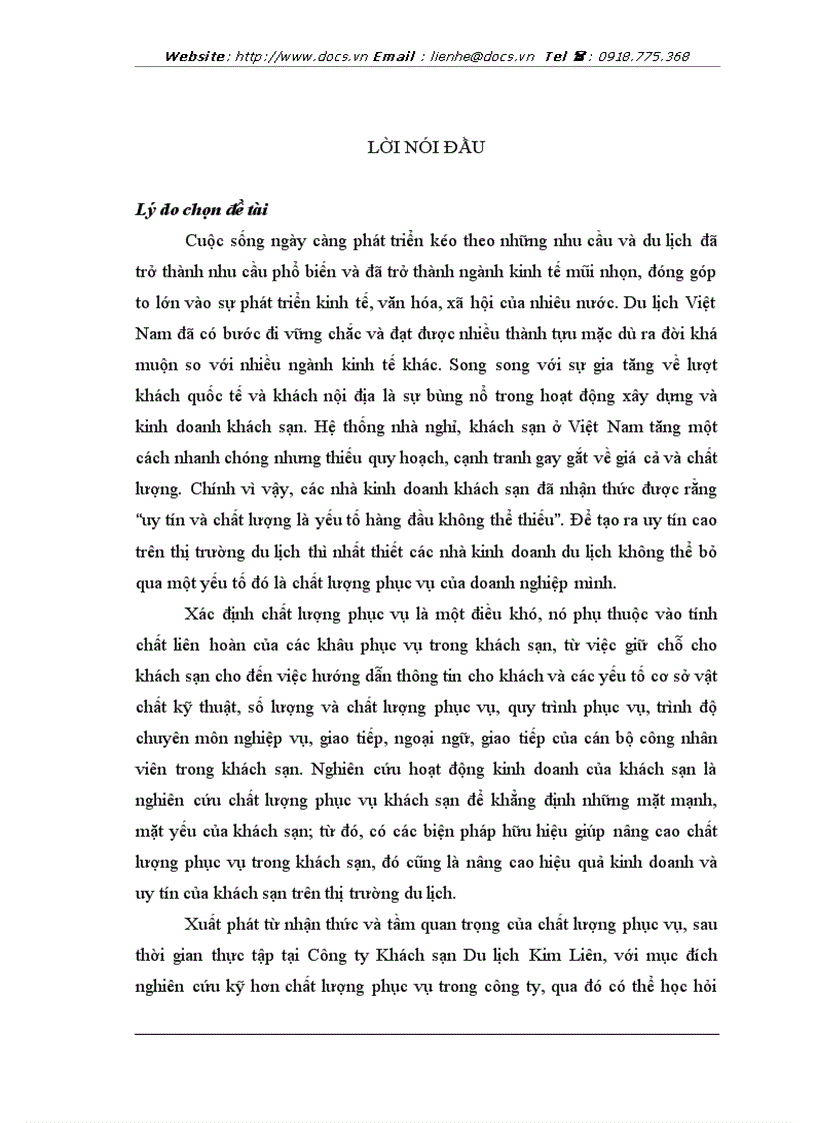 image for page Chất lượng phục vụ phương hướng và biện pháp nâng cao chất lượng phục vụ tại công ty khách sạn du lịch kim liên