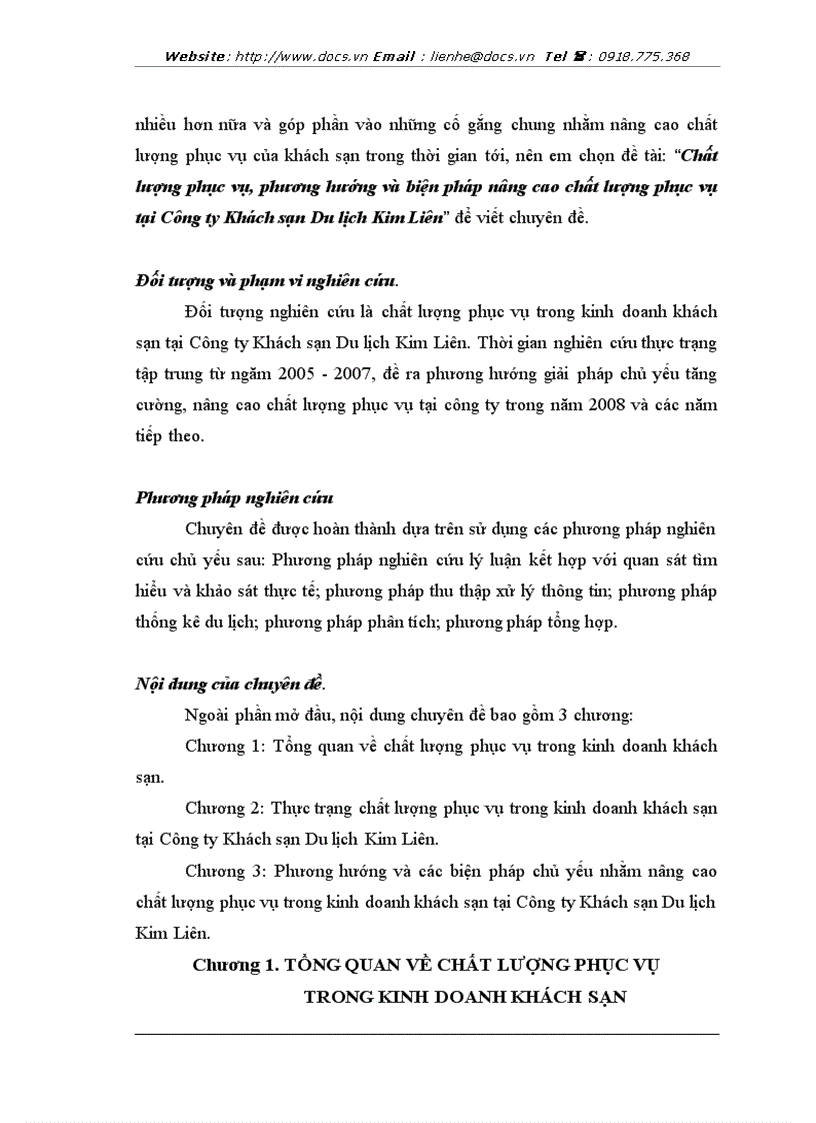 image for page Chất lượng phục vụ phương hướng và biện pháp nâng cao chất lượng phục vụ tại công ty khách sạn du lịch kim liên