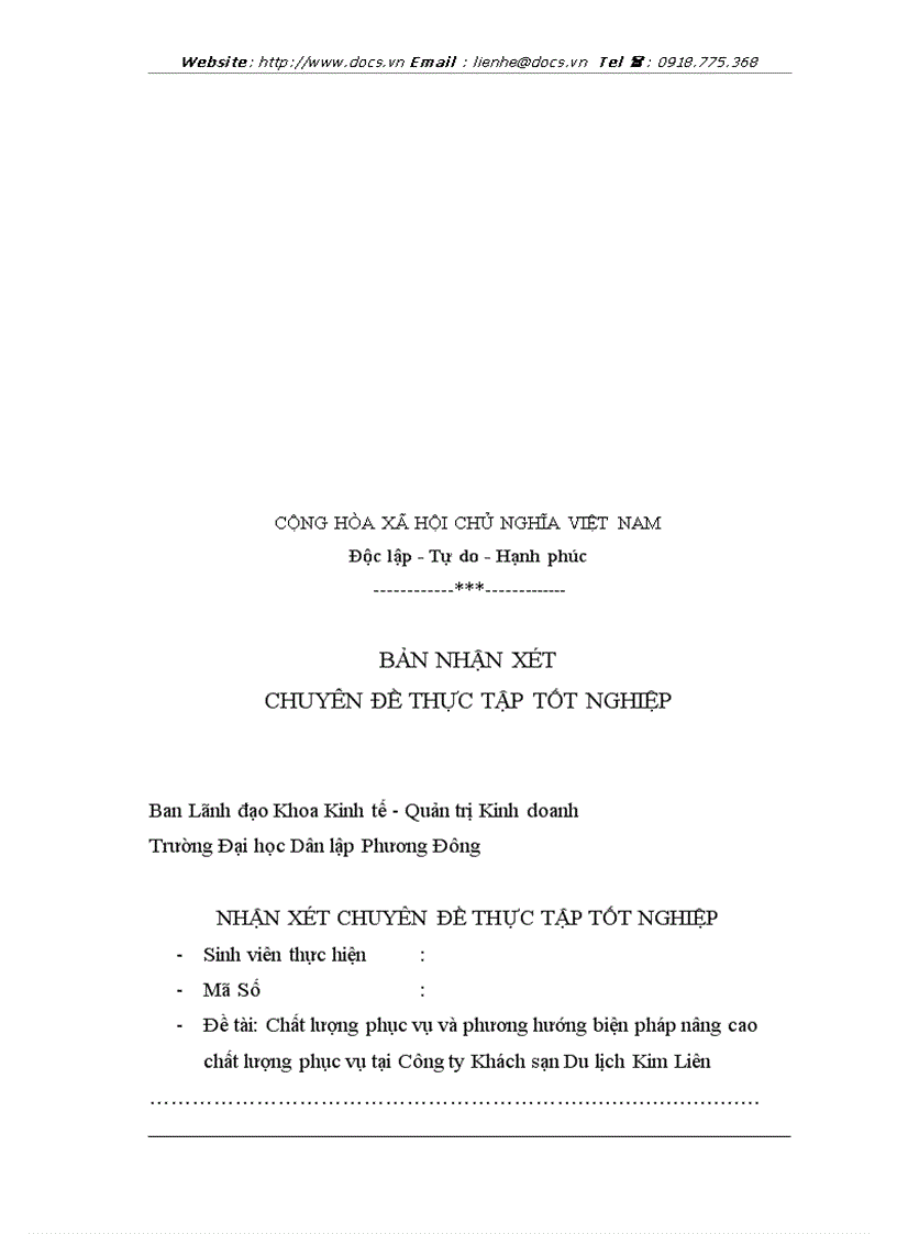 image for page Chất lượng phục vụ phương hướng và biện pháp nâng cao chất lượng phục vụ tại công ty khách sạn du lịch kim liên