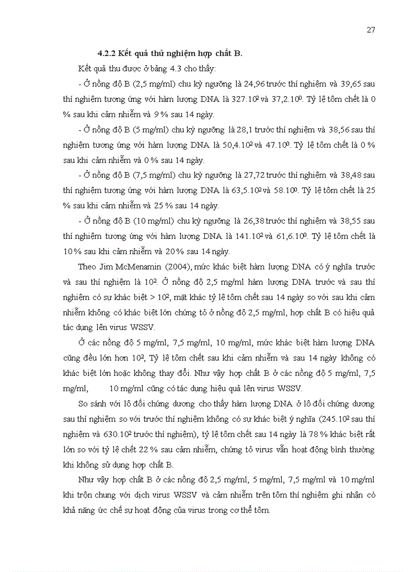 image for page Thử nghiệm một số hợp chất chiết xuất từ thảo dược trong phòng trị bệnh đốm trắng do virus gây hội chứng đốm trắng wssv trên tôm sú