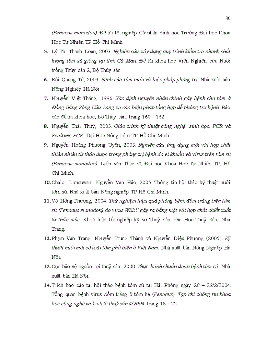 image for page Thử nghiệm một số hợp chất chiết xuất từ thảo dược trong phòng trị bệnh đốm trắng do virus gây hội chứng đốm trắng wssv trên tôm sú