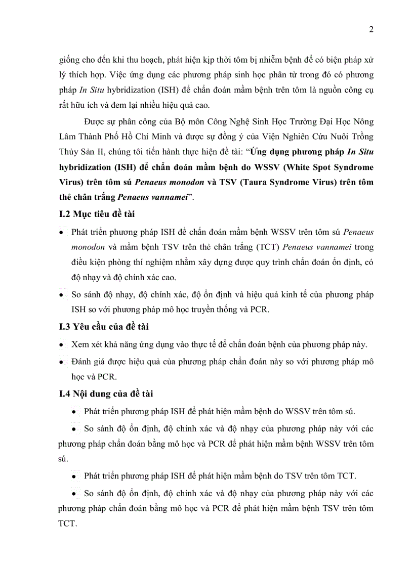 image for page ỨNG DỤNG PHƯƠNG PHÁP IN SITU HYBRIDIZATION ĐỂ CHẨN ĐOÁN MẦM BỆNH WSSV White Spot Syndrome Virus TRÊN TÔM SÚ Penaeus monodon VÀ TSV Taura Syndrome