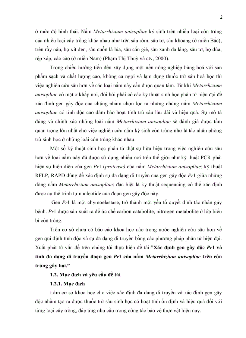image for page XÁC ĐỊNH GEN GÂY ĐỘC VÀ TÍNH ĐA DẠNG DI TRUYỀN CỦA NẤM Metarrhizium anisopliae KÝ SINH TRÊN CÔN TRÙNG