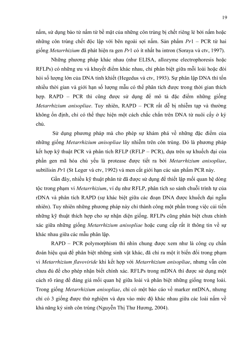 image for page XÁC ĐỊNH GEN GÂY ĐỘC VÀ TÍNH ĐA DẠNG DI TRUYỀN CỦA NẤM Metarrhizium anisopliae KÝ SINH TRÊN CÔN TRÙNG