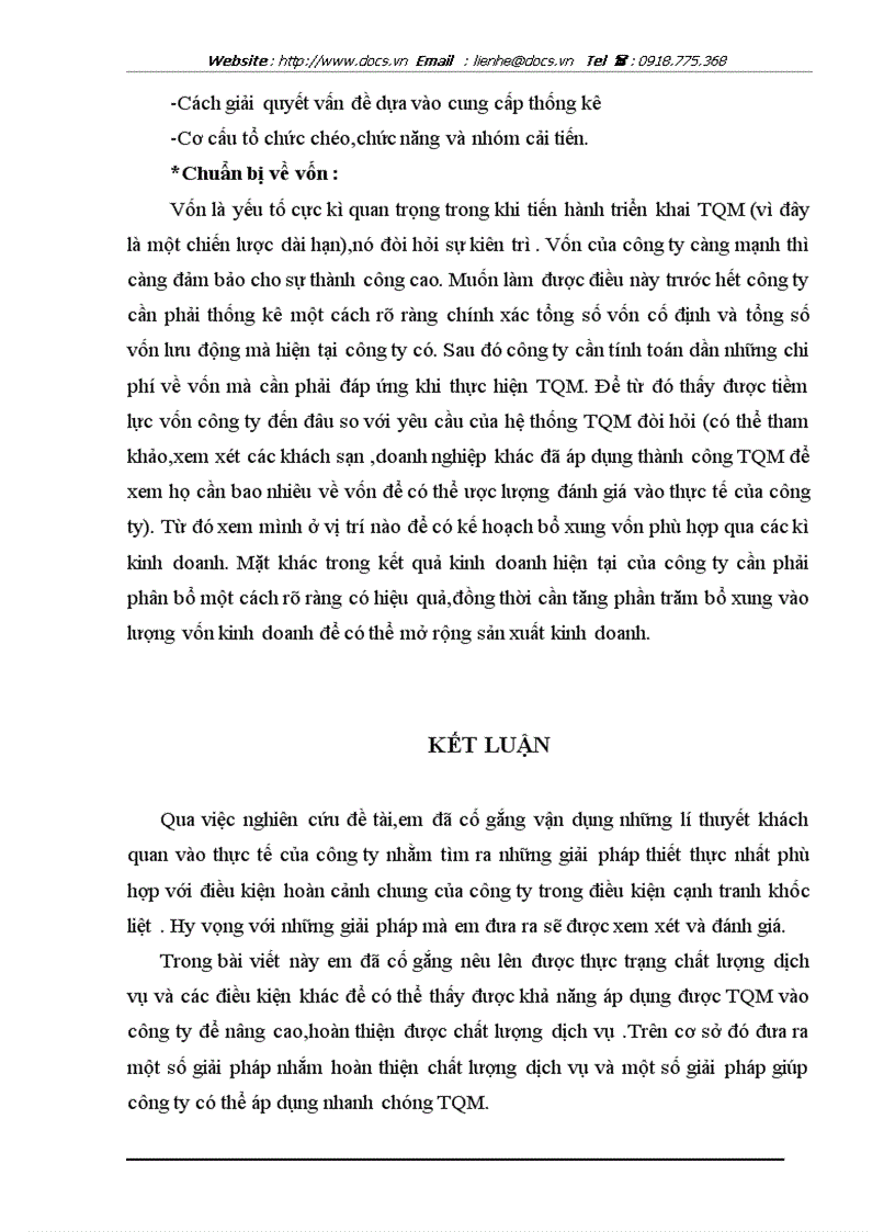 image for page Một số kiến nghị nhằn hoàn thiện chất lượng dịch vụ và tiến tới áp dụng hệ thống TQM tại công ty khách sạn du lịch Kim Liên