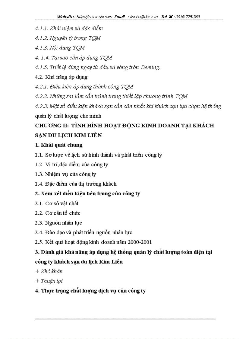 image for page Một số kiến nghị nhằn hoàn thiện chất lượng dịch vụ và tiến tới áp dụng hệ thống TQM tại công ty khách sạn du lịch Kim Liên