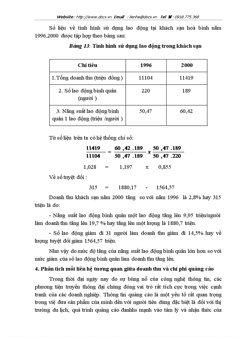 image for page Vận dụng một số phương pháp thống kê phân tích biến động doanh thu tại khách sạn Hoà Bình