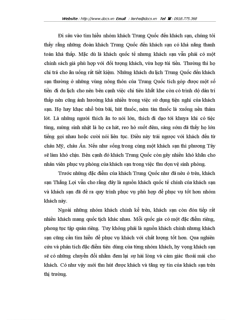 image for page Đặc điểm nguồn khách và các biện pháp tăng cường khả năng thu hút khách của Khách sạn Thắng lợi
