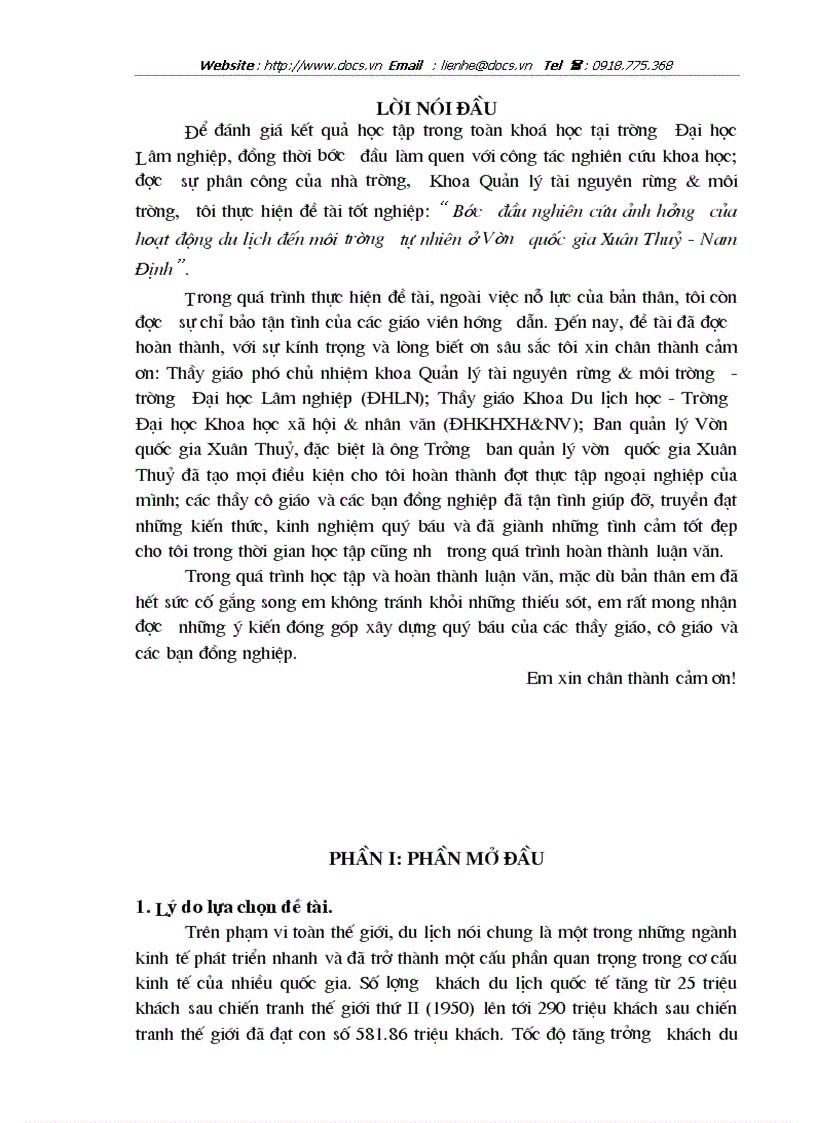 image for page Bước đầu nghiên cứu ảnh hưởng của hoạt động du lịch đến môi trường tự nhiên ở Vườn quốc gia Xuân Thuỷ Nam Định