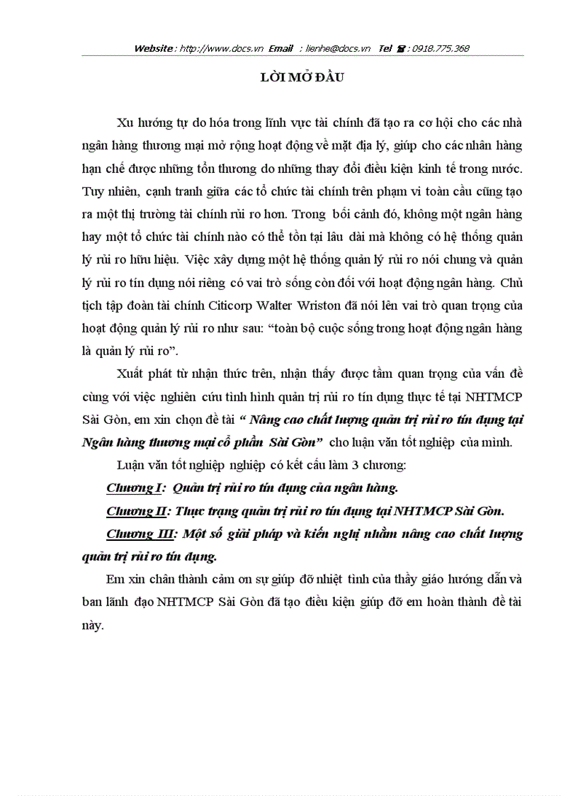 image for page Nâng cao chất lượng quản trị rủi ro tín dụng tại Ngân hàng thương mại cổ phần Sài Gòn