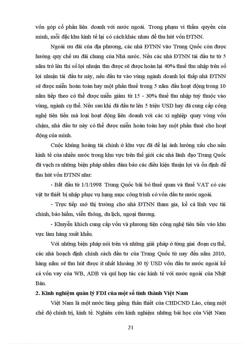 image for page Quản lý nhà nước về đầu tư trực tiếp nước ngoài tại tỉnh U Đôm Xay Cộng hoà dân chủ nhân dân Lào