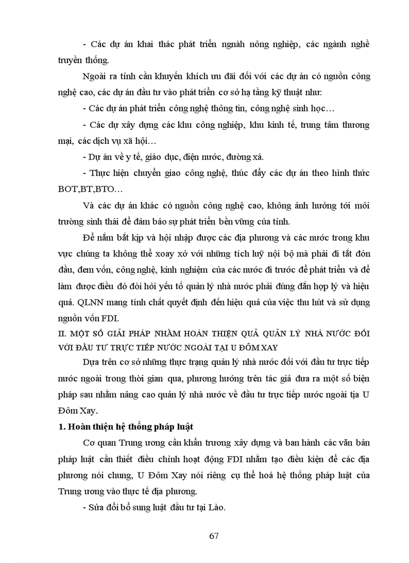 image for page Quản lý nhà nước về đầu tư trực tiếp nước ngoài tại tỉnh U Đôm Xay Cộng hoà dân chủ nhân dân Lào