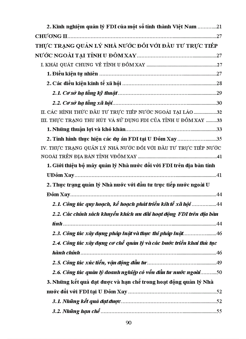 image for page Quản lý nhà nước về đầu tư trực tiếp nước ngoài tại tỉnh U Đôm Xay Cộng hoà dân chủ nhân dân Lào