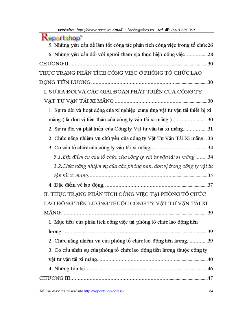 image for page Công tác phân tích công việc tại phòng TCTL của công ty Vật tư Vận Tải Xi Măng