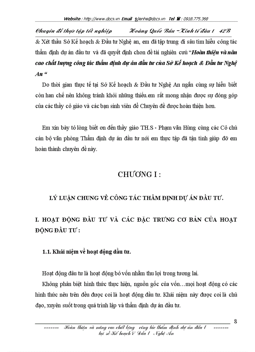 image for page Những mặt tồn tại và một số giải pháp kiến nghị nhằm hoàn thiện công tác thẩm định dự án đầu tư tại sở kế hoạch đầu tư nghệ an