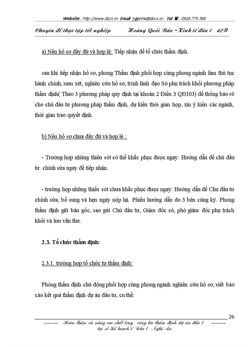 image for page Những mặt tồn tại và một số giải pháp kiến nghị nhằm hoàn thiện công tác thẩm định dự án đầu tư tại sở kế hoạch đầu tư nghệ an