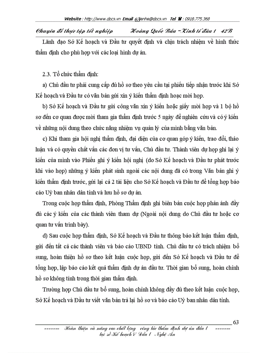 image for page Những mặt tồn tại và một số giải pháp kiến nghị nhằm hoàn thiện công tác thẩm định dự án đầu tư tại sở kế hoạch đầu tư nghệ an