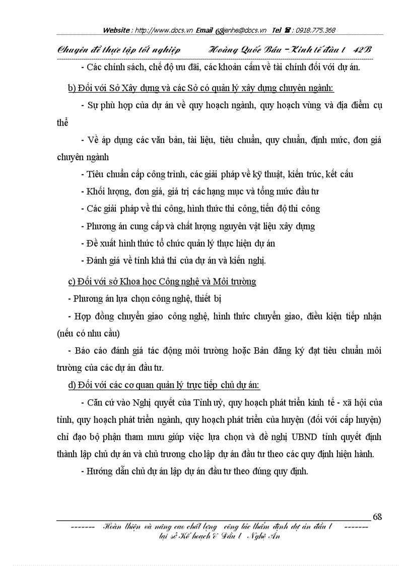 image for page Những mặt tồn tại và một số giải pháp kiến nghị nhằm hoàn thiện công tác thẩm định dự án đầu tư tại sở kế hoạch đầu tư nghệ an
