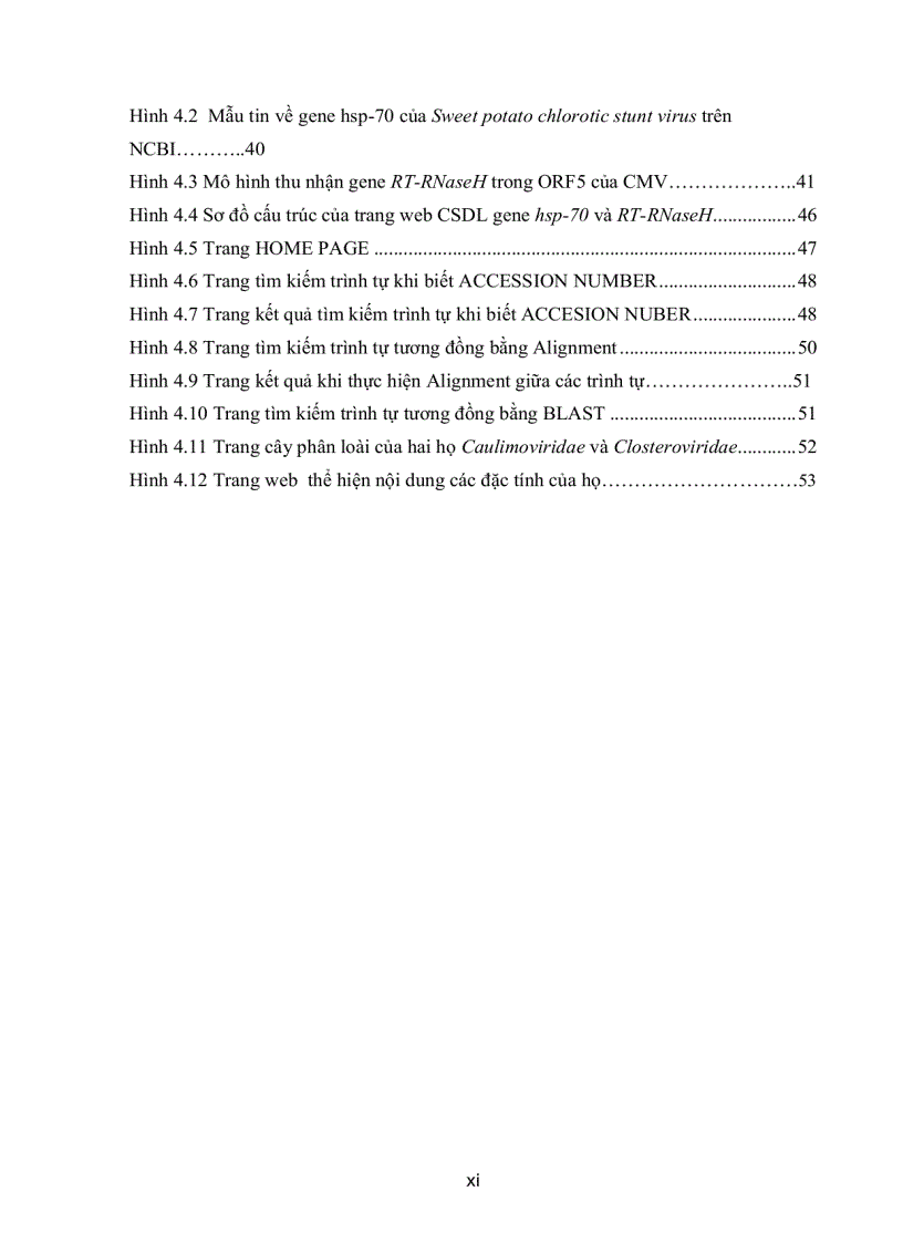 image for page XÂY DỰNG CƠ SỞ DỮ LIỆU HAI GENE HSP 70 và REVERSE TRANSCRIPTE RNaseH Ở MỘT SỐ LOÀI VIRUS THỰC VẬT
