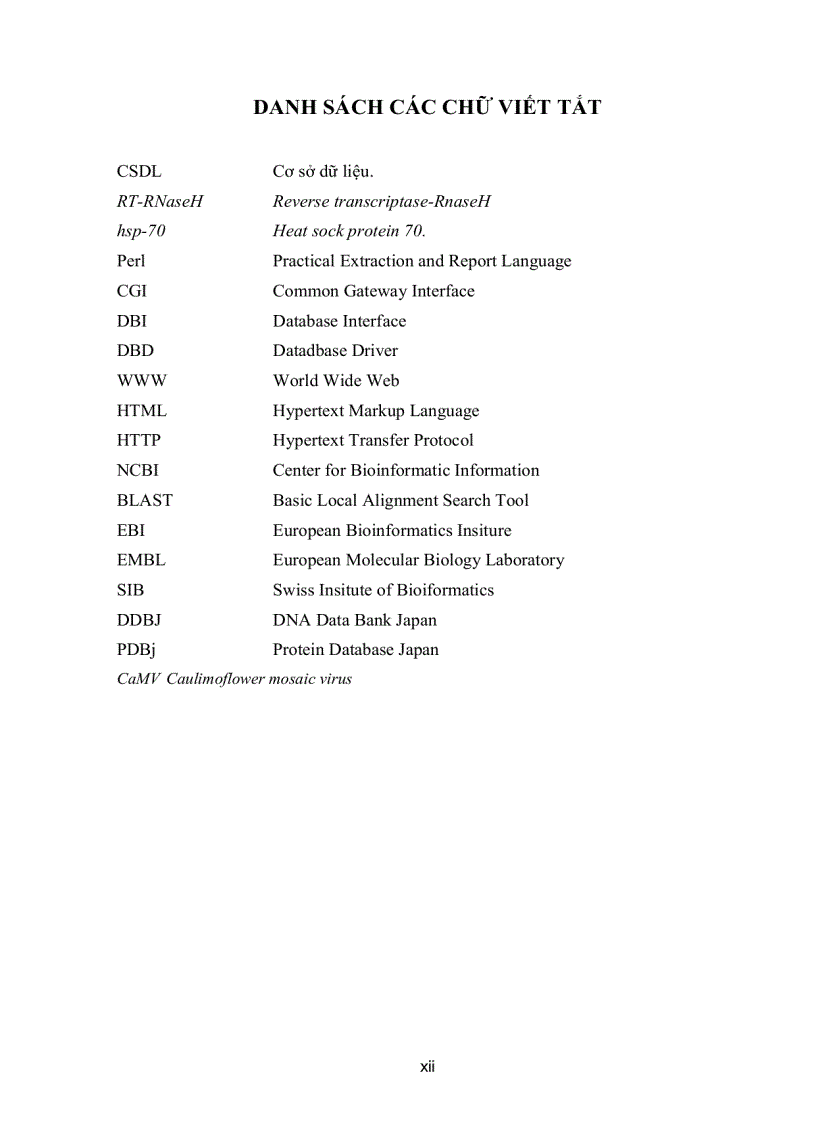 image for page XÂY DỰNG CƠ SỞ DỮ LIỆU HAI GENE HSP 70 và REVERSE TRANSCRIPTE RNaseH Ở MỘT SỐ LOÀI VIRUS THỰC VẬT