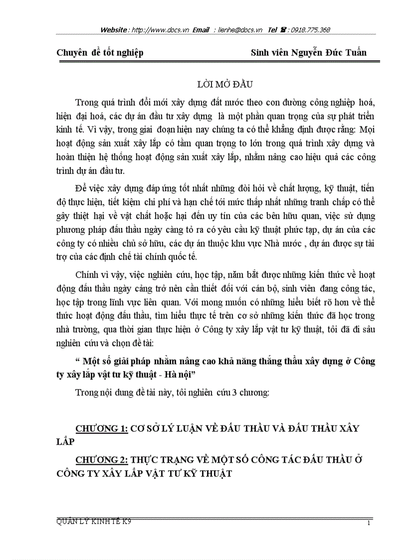 image for page Một số giải pháp nhằm nâng cao khả năng thắng thầu xây dựng ở Công ty xây lắp vật tư kỹ thuật Hà nội