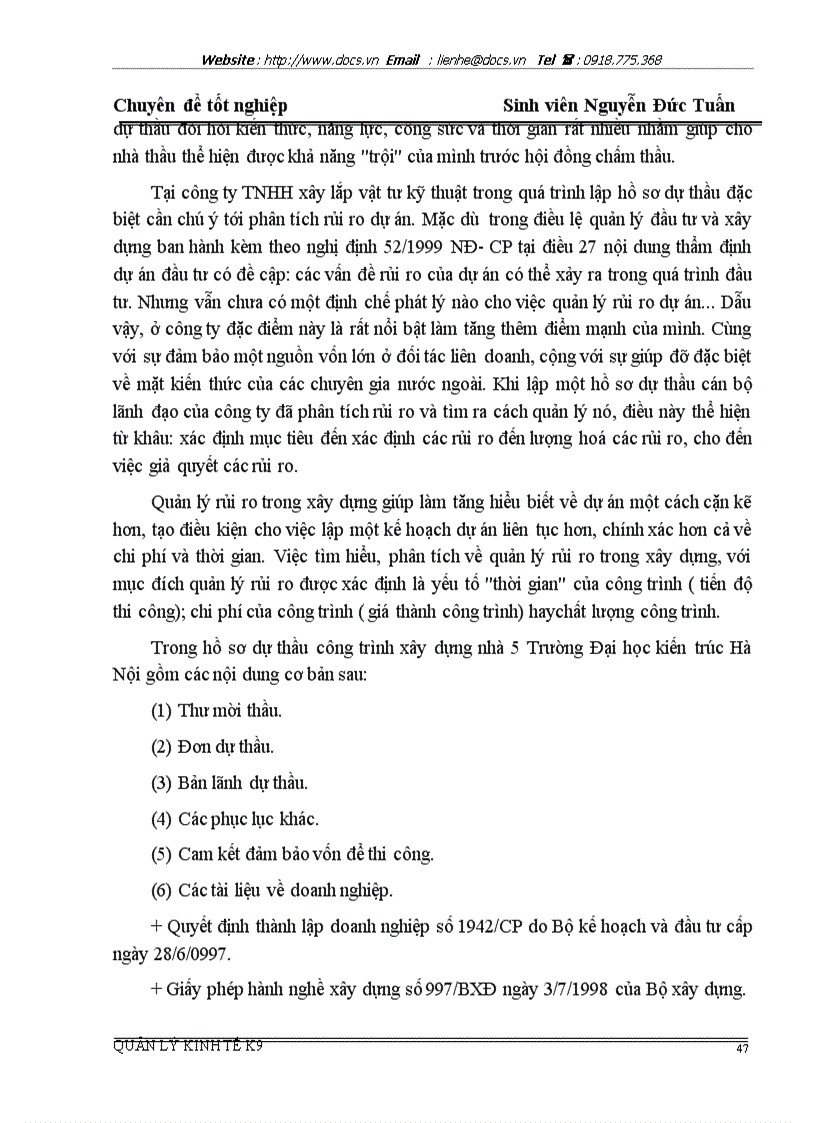 image for page Một số giải pháp nhằm nâng cao khả năng thắng thầu xây dựng ở Công ty xây lắp vật tư kỹ thuật Hà nội