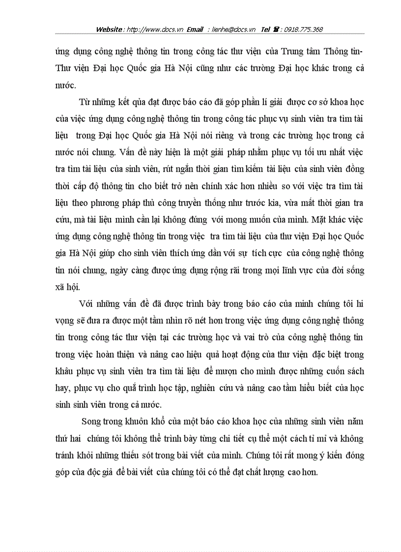 image for page Ứng dụng công nghệ thông tin để phục vụ sinh viên tra tìm tài liệu