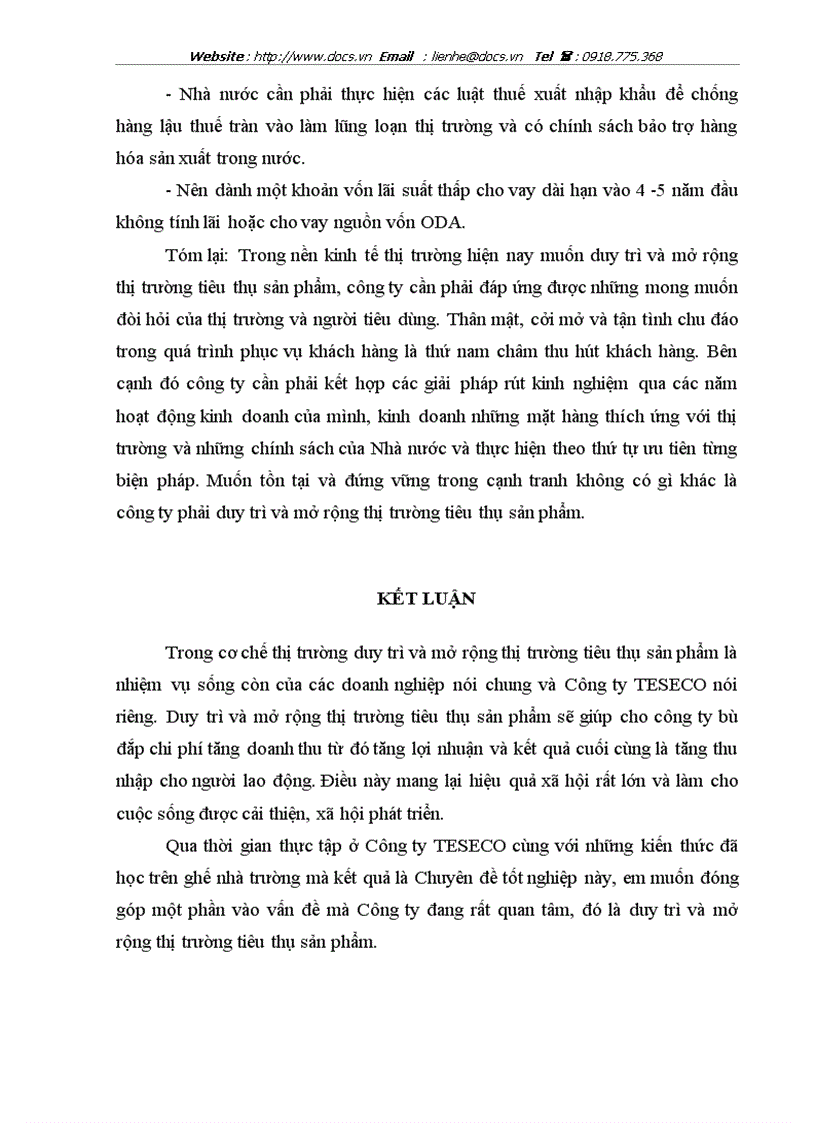 image for page Những biện pháp cơ bản góp phần duy trì và mở rộng thị trường tiêu thụ sản phẩm ở công ty tnhh teseco