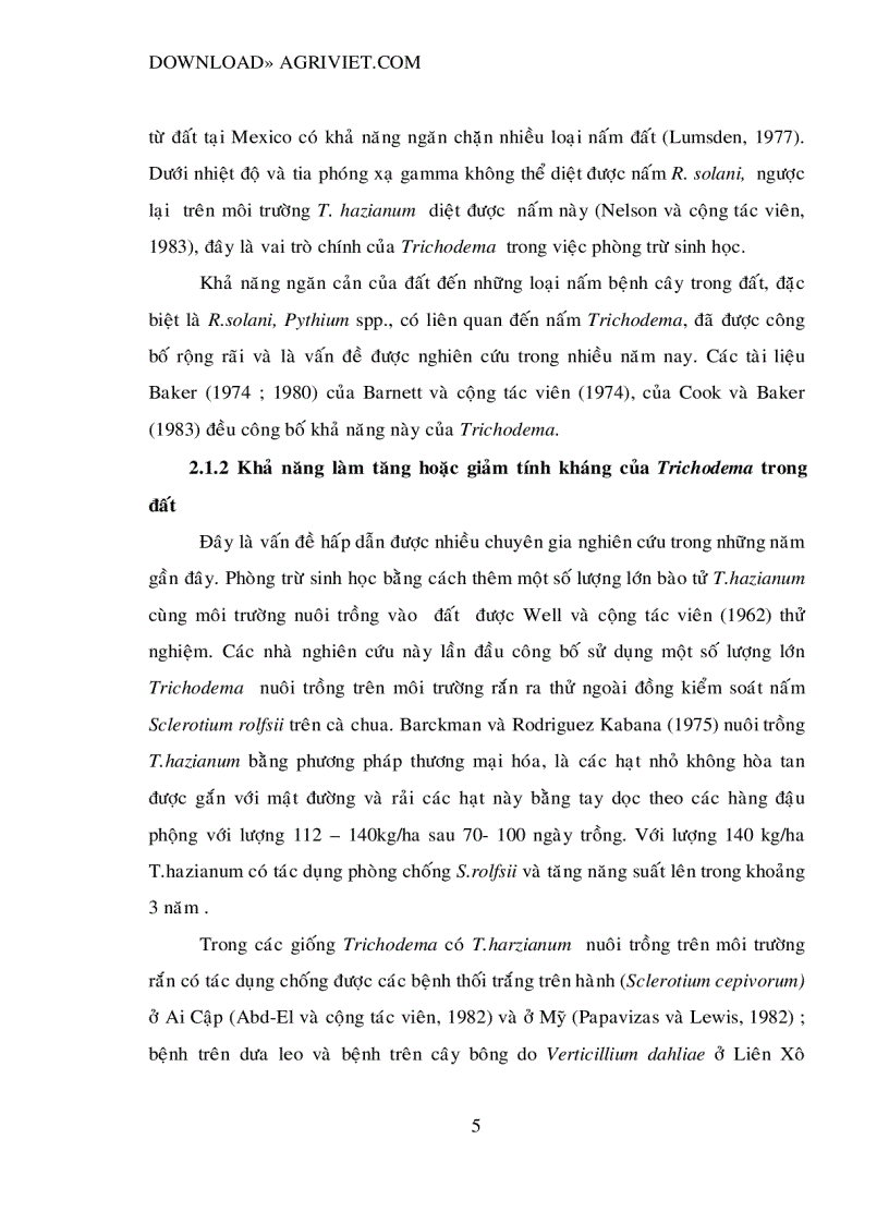 Chọn lọc và nhân sinh khối nấm Trichodema đối kháng với nấm gây hại cây trồng 123trang