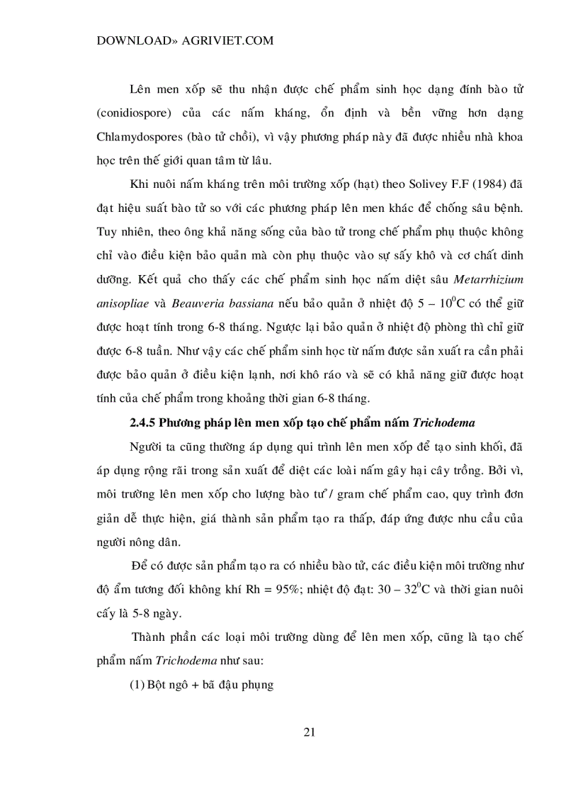 image for page Chọn lọc và nhân sinh khối nấm Trichodema đối kháng với nấm gây hại cây trồng 123trang