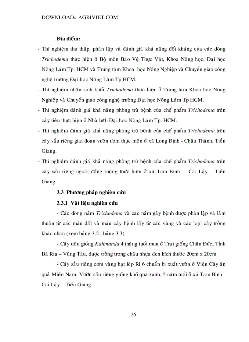 image for page Chọn lọc và nhân sinh khối nấm Trichodema đối kháng với nấm gây hại cây trồng 123trang