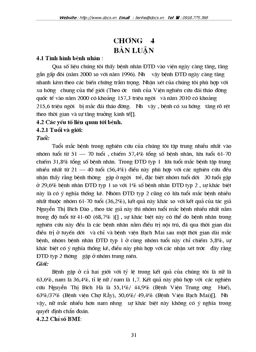 image for page Tìm hiểu tình hình bệnh ĐTĐ trong 5 năm 1996 2000 tại khoa nội tiết bệnh viện Bạch Mai