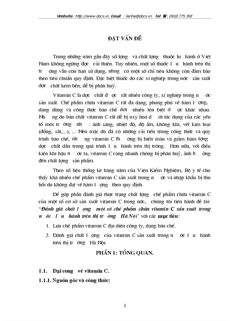 image for page Đánh giá chất lượng một số chế phẩm chứa vitamin C sản xuất trong nước lưu hành trên thị trường Hà Nội