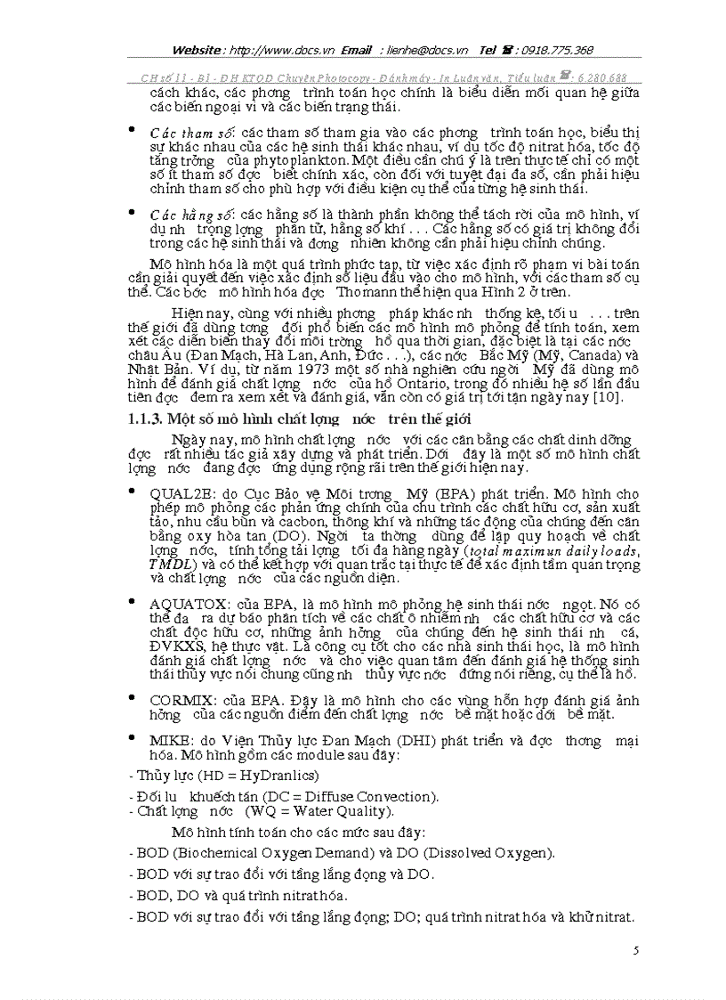 image for page Đánh giá chất lượng nước Hồ Tây Hà Nội dựa vào sự phú dưỡng bằng mô hình toán học