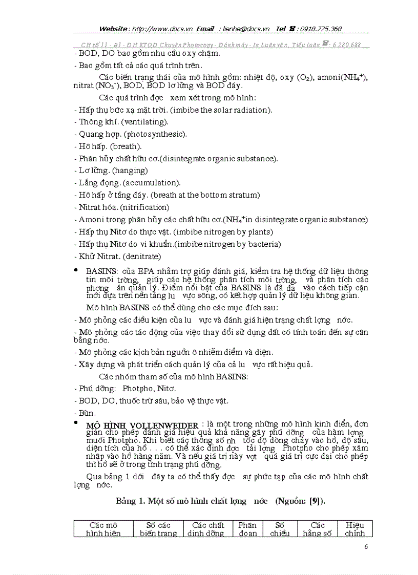 image for page Đánh giá chất lượng nước Hồ Tây Hà Nội dựa vào sự phú dưỡng bằng mô hình toán học