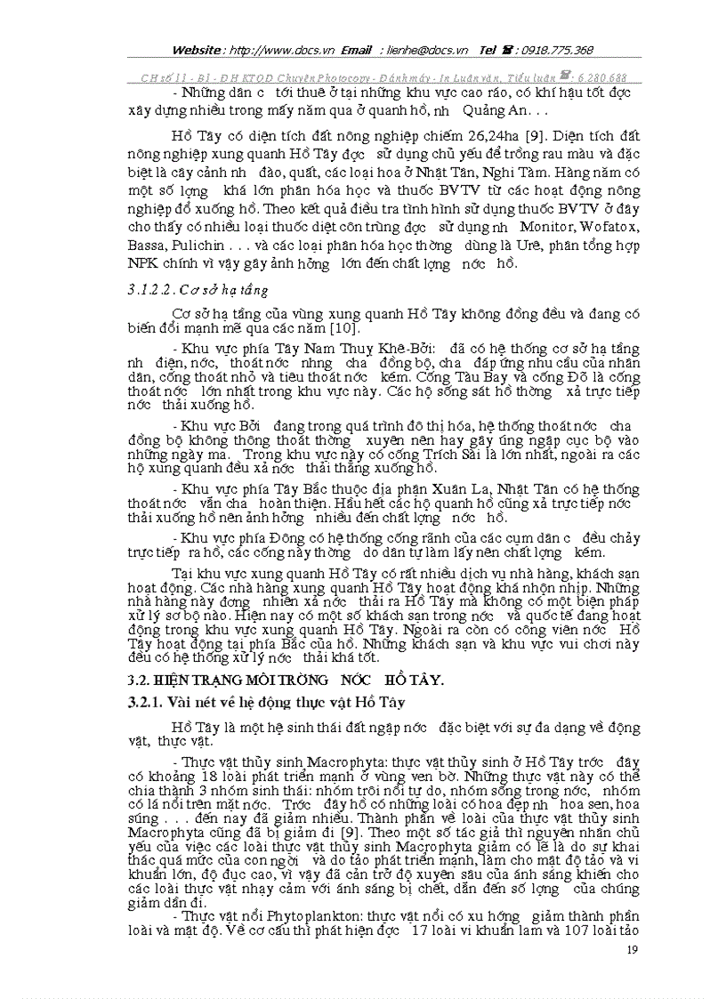 image for page Đánh giá chất lượng nước Hồ Tây Hà Nội dựa vào sự phú dưỡng bằng mô hình toán học