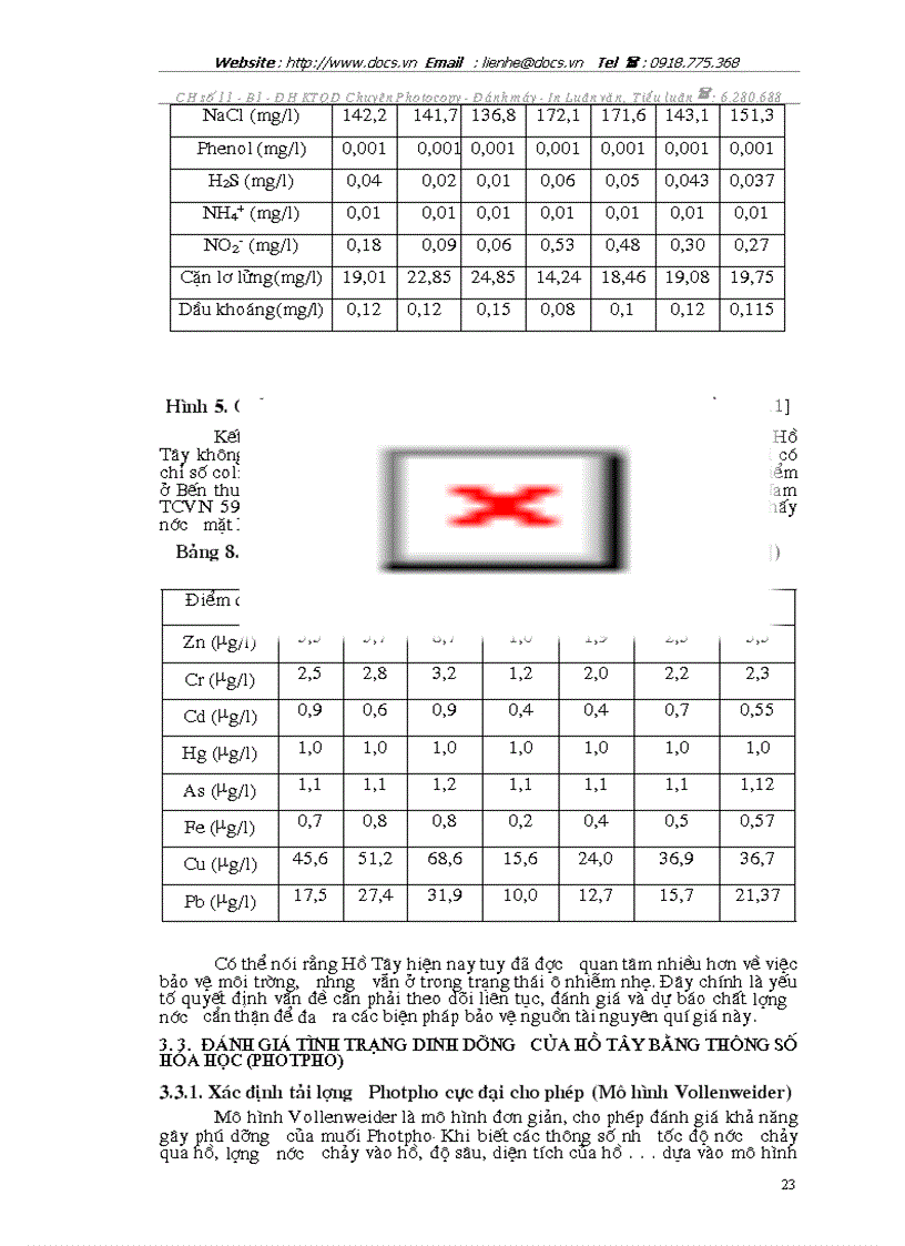 image for page Đánh giá chất lượng nước Hồ Tây Hà Nội dựa vào sự phú dưỡng bằng mô hình toán học